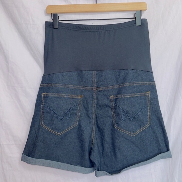Times Two NWT Dark Wash Denim Super Soft Stretch Over The Belly Maternity Short - Picture 4 of 4